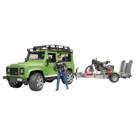 Τετρακίνητο Land Rover station wagon με τρέιλερ μηχανή Ducati και αναβάτη